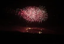 Φαντασμαγορικές εικόνες από τη Σαντορίνη: Η νύχτα έγινε μέρα από την εντυπωσιακή αναπαράσταση της έκρηξης του ηφαιστείου